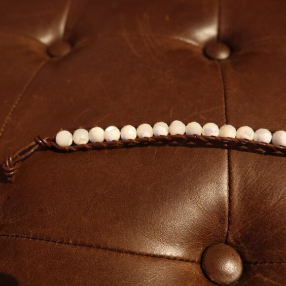 $145 Chan Luu bracelet with white stones brown leather tag stamped CL - Picture 3 of 11
